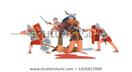 ストックフォト: Roman Warrior With Sword Against Background