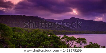 ストックフォト: Evening Lilac Sky Over The Mountain Valleys And Lakes