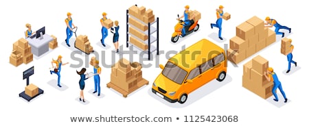[[stock_photo]]: Courier Delivery Job Isometric Icons Set Vector