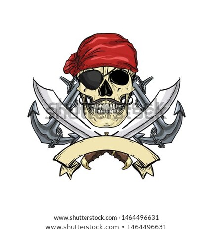 Stok fotoğraf: Sketch Pirate Skull With Anchor