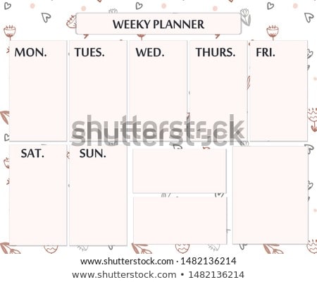 [[stock_photo]]: Timetable With Doodles Hearts And Flowers Notebook Paper