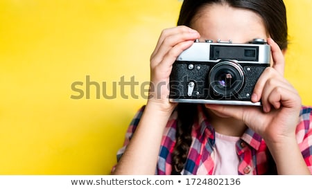 Stock fotó: Child Taking Pictures With Vintage Camera