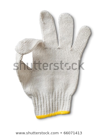 手套紗線在白色背景上顯示正常的信號 商業照片 © nuttakit