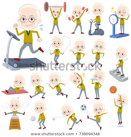 Stok fotoğraf: Yellow Ocher Knit Old Man Whitesports Exercise