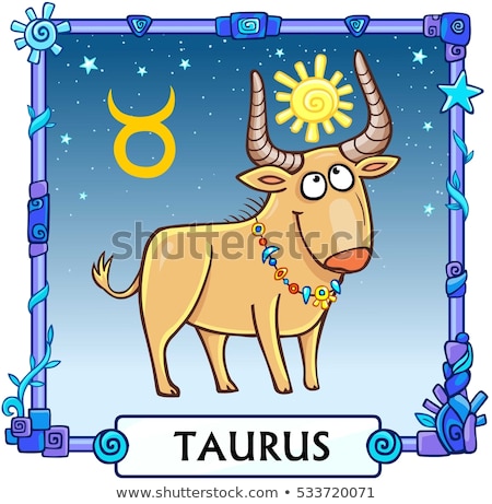 Stok fotoğraf: Colorful Cartoon Of Taurus Zodiac Sign