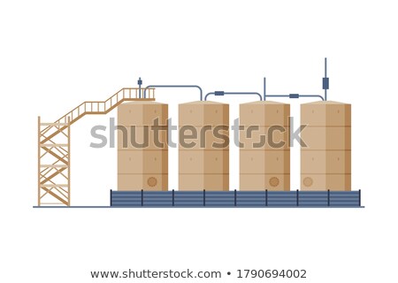 Сток-фото: Oil Tank Cylinder Storage Reservoir Gasoline And Petroleum Production Industry Flat Style Vector I