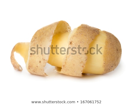 Stock photo: Raw Potatoes And Potato Peels Isolated