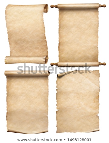 Stock fotó: Four Old Scroll Paper On A White Background