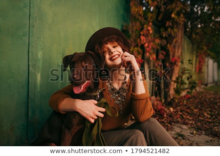 Foto stock: Closeup Woman Portrait Sitting On Ground