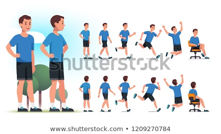 Stockfoto: Young Man Walking Vector Illustration