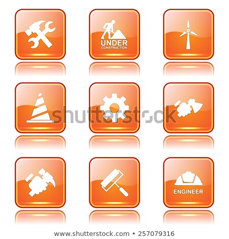 Сток-фото: Construction Tools Square Vector Orange Icon Design Set