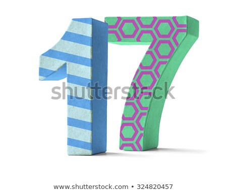 Stock photo: Colorful Paper Mache Number On A White Background - Number 17