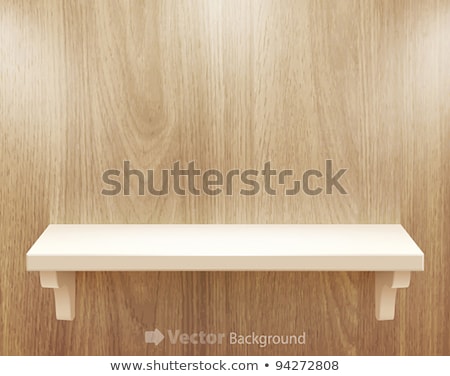 Stock photo: 3d Isolated Empty Shelf For Exhibit On Wood Background