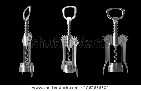 Сток-фото: Wing Corkscrew Opening A Bottle Of Wine On Wooden Background