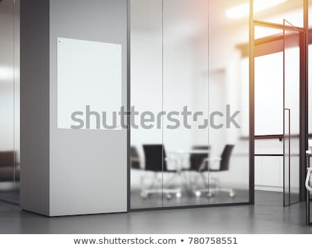 Zdjęcia stock: Signboard At The Office With Glass Partitions 3d Rendering