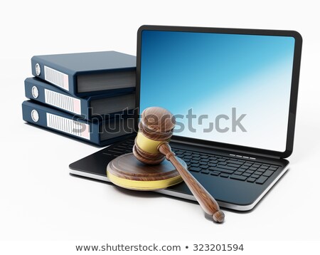 Stok fotoğraf: Wooden Gavel On Laptop