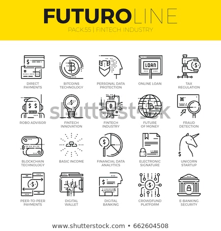 Stock foto: Digital Vector Line Icons Set Blockchain Pack