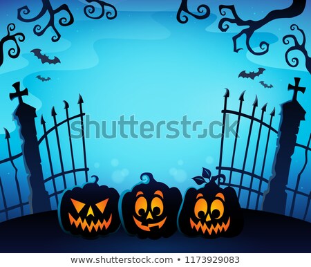 Stock foto: Cemetery Gate Silhouette Topic 1