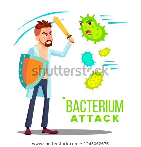Foto stock: Allergist Reflecting Bacterium Attack Vector Isolated Cartoon Illustration