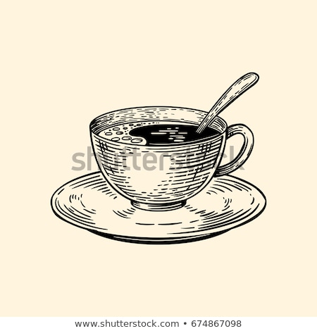 Stok fotoğraf: Sketch Of A Cup Of Coffee On A Saucer Vector Illustration Of A Sketch Style