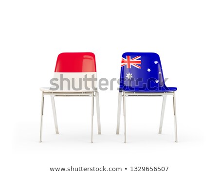 Stok fotoğraf: Two Chairs With Flags Of Indonesia And Australia