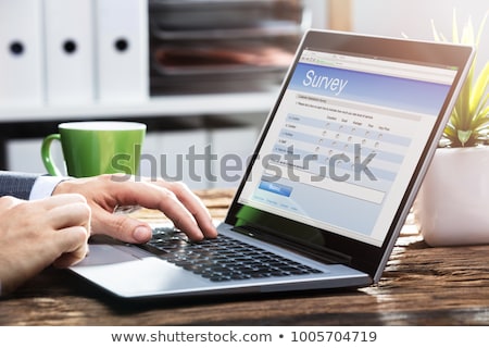 Zdjęcia stock: Businessperson Filling Online Survey Form On Digital Laptop