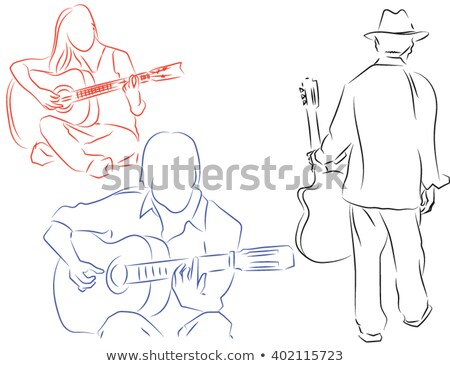 ストックフォト: Silhouette Guitarist Musicians Set