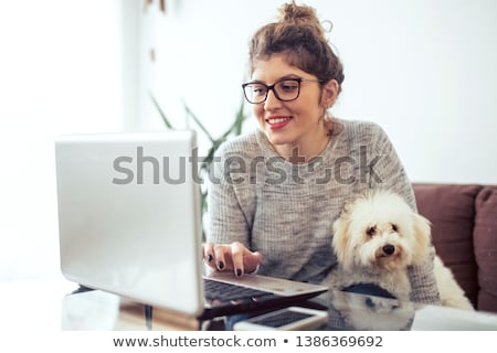 Foto d'archivio: Young Woman Working Outdoors On Her Laptop