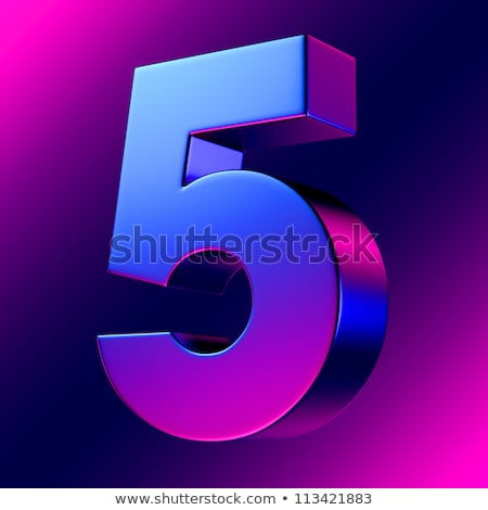 Stok fotoğraf: Blue Extruded Number 5 Five 3d