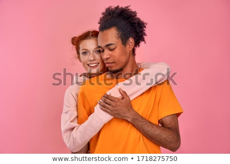 Stock photo: Beautiful Black Woman Hugging Ginger Boyfriend