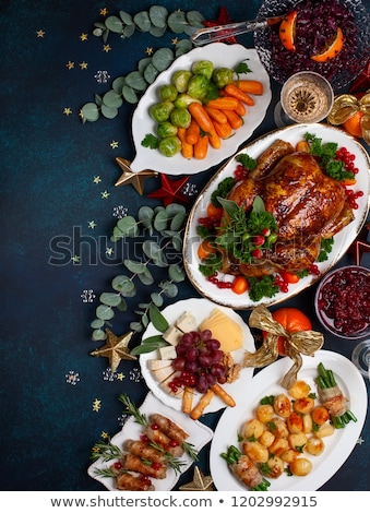 Сток-фото: Christmas And New Year Holiday Table Setting With Cranberry Decoration