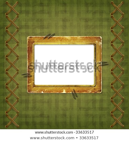 Сток-фото: Old Scarred Photoframe On The Abstract Background With Bow