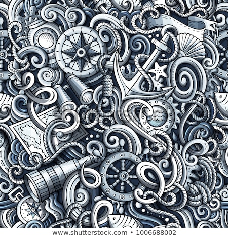 Seamless Sea Pattern With Anchors And Hand Wheels Stock fotó © balabolka