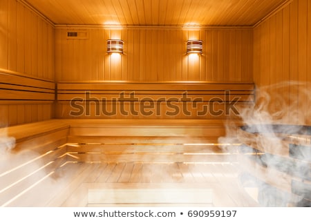 Stock fotó: Traditional Wooden Sauna For Relaxation With Bucket Of Water