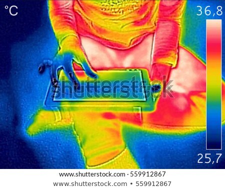 Stok fotoğraf: Infrared Thermal Image Showing The Heat Emission While Young Wom