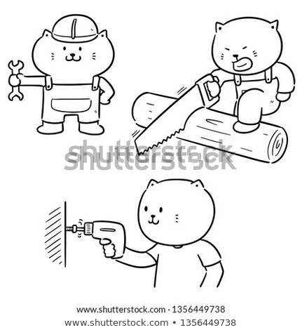 Vector Set Of Cat Use Construction Tool Stock photo © olllikeballoon