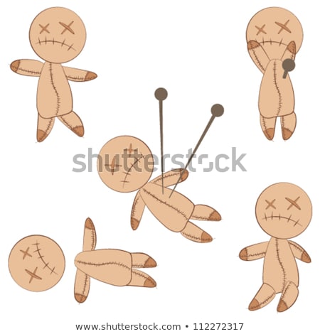 Set Of Hand Drawn Voodoo Dolls Vector Cartoon Illustrations Stockfoto © glyph