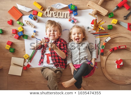 Zdjęcia stock: Cute Little Boy Drawing At Kindergarten Creative Kid At Playschool