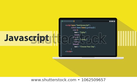 Foto d'archivio: Silhouette Online Coding On Screen Laptop Vector Illustration Design