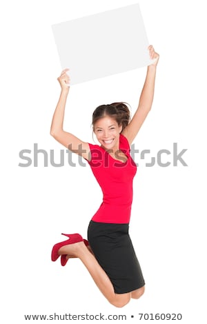 Woman With Billboard Jump Stock fotó © Ariwasabi