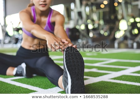 Foto stock: Diet And Sport - Young Woman Is Doing Sit Ups