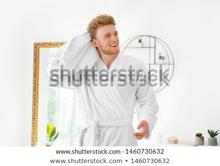 Stok fotoğraf: Man Toweling Hair After Shower