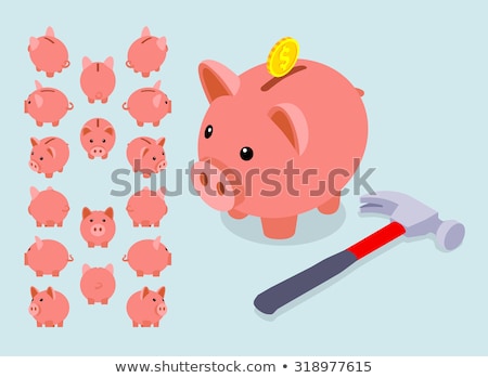 Foto stock: Piggy Bank Blue Vector Icon Design