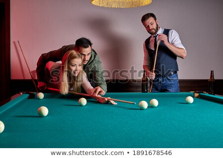 [[stock_photo]]: Ourire · belle · femme · debout · dans · la · piscine · d'un · comp · amusant