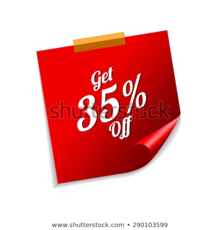 Foto stock: Get 35 Percent Red Sticky Notes Vector Icon Design