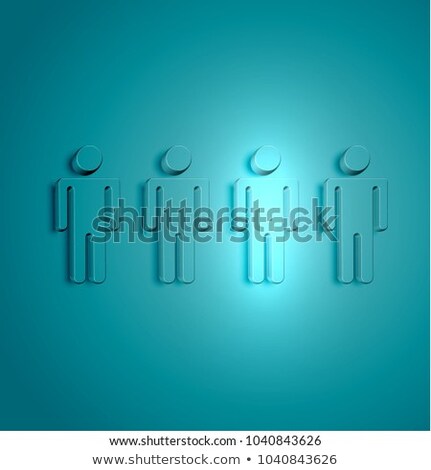Stock photo: Stand Out From The Crowd Glowing Man With Raised Hand Vector Il