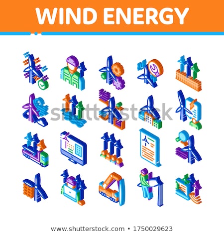 Wind Energy Technicians Isometric Icons Set Vector Foto stock © pikepicture