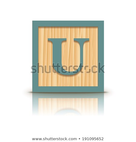 Vector Letter U Wooden Alphabet Block Stockfoto © ojal