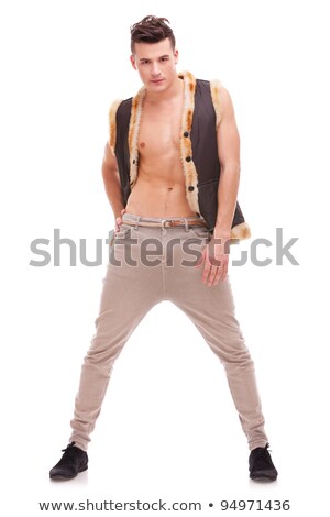 [[stock_photo]]: Serious Muscular Man Wearing A Fur Jacket