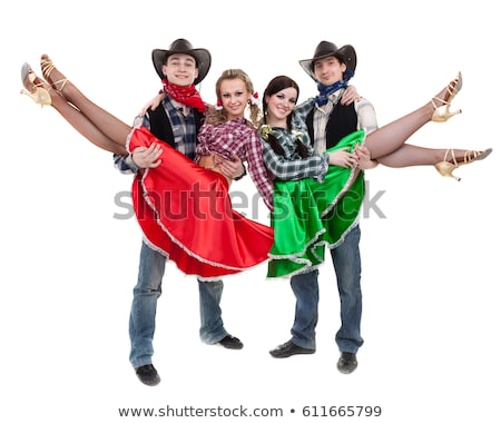 Foto stock: Young Man Dressed As Cowboy Isolated